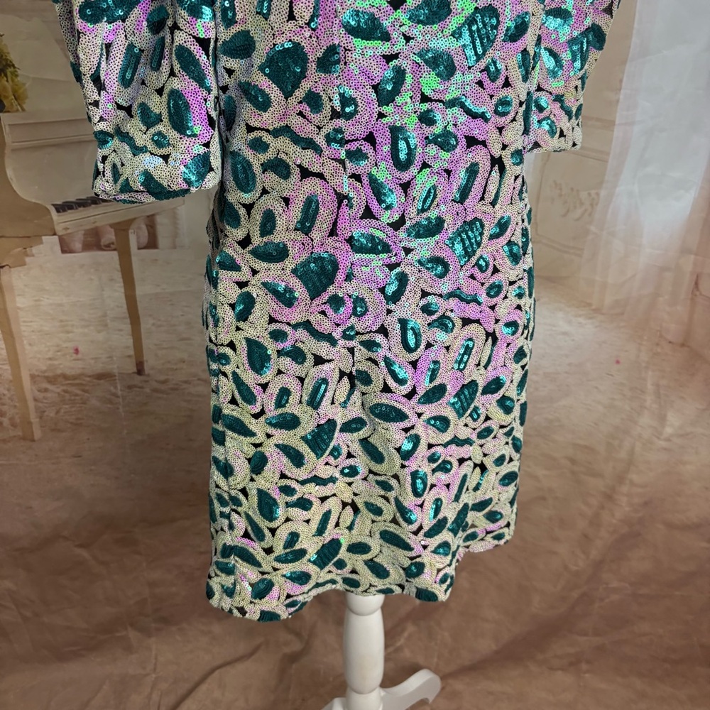 NEW ROTATE Christina Sequin Mini Dress in Orchid Ice Combo - Picture 7 of 13